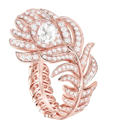 Shop Boucheron Small Rose Gold Plume De Paon Ring In Pink