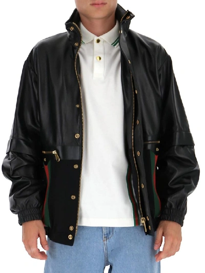Shop Gucci Web Bomber Jacket In Black