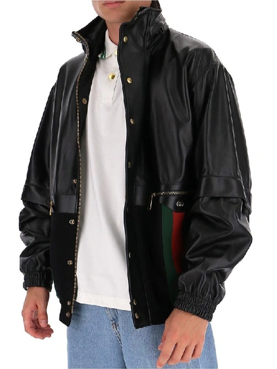Shop Gucci Web Bomber Jacket In Black
