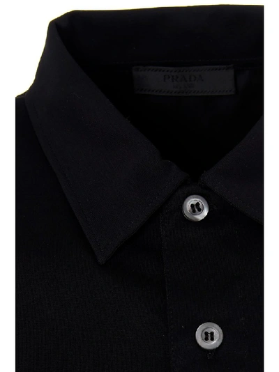 Shop Prada Logo Pocket Detail Polo Shirt In Black