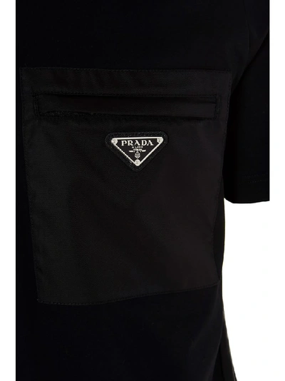 Shop Prada Logo Pocket Detail Polo Shirt In Black