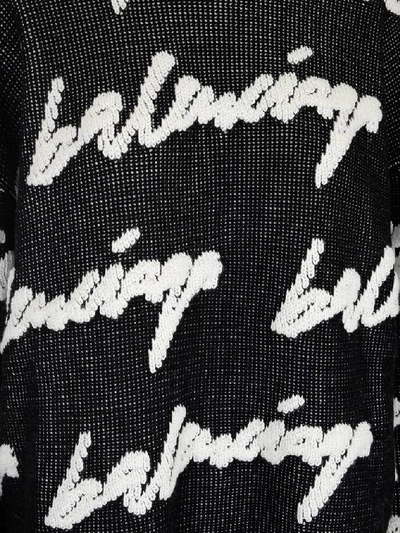 Shop Balenciaga Crewneck 3d Scribble Knit Sweater In Black