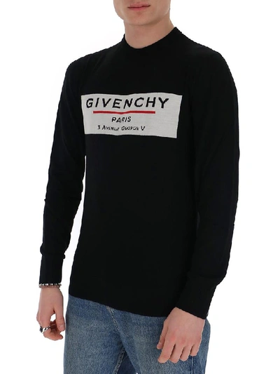 Shop Givenchy Label Knitted Sweater In Black