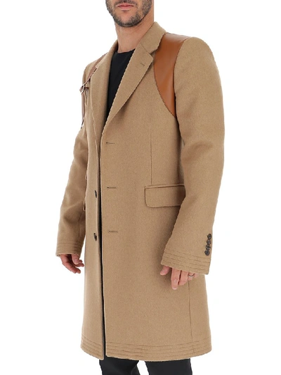 Shop Alexander Mcqueen Harness Buckled Single Breasted Coat In Beige