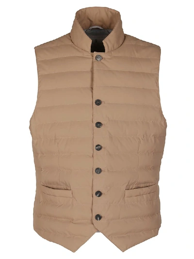 Shop Brunello Cucinelli Buttoned Padded Vest In Brown