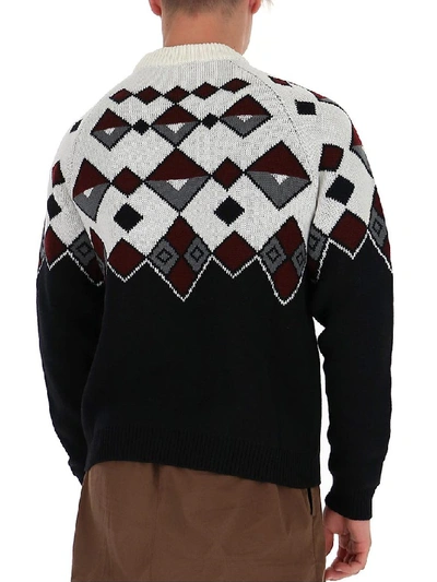 Shop Prada Geometric Intarsia Knit Sweater In Multi