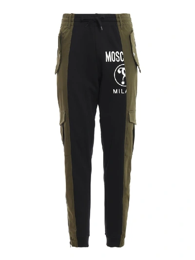 Shop Moschino Two Tone Patchwork Joggers In Multi