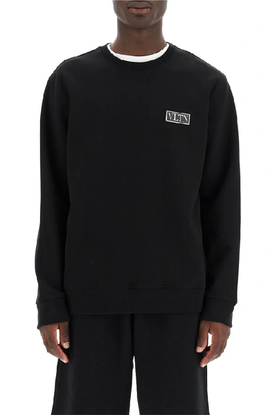 Shop Valentino Vltn Tag Crewneck Sweatshirt In Black