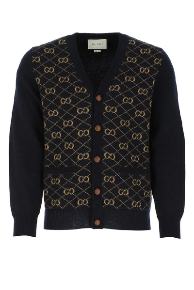 Shop Gucci Gg Motif Cardigan In Blue