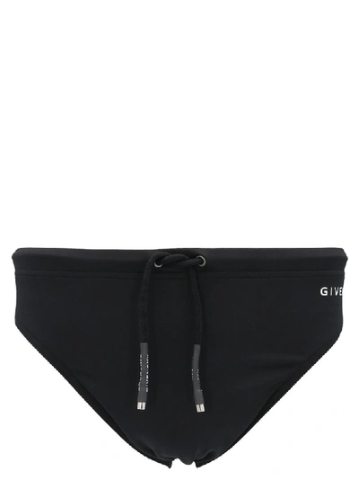 Shop Givenchy Logo Drawstring Swimming Briefs In Black