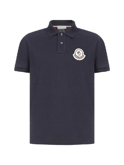 Shop Moncler Logo Polo Shirt In Navy