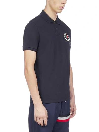 Shop Moncler Logo Polo Shirt In Navy
