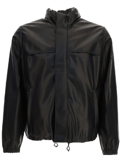 Shop Prada Zipped Leather Jacket In Black