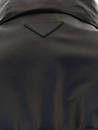 Shop Prada Zipped Leather Jacket In Black