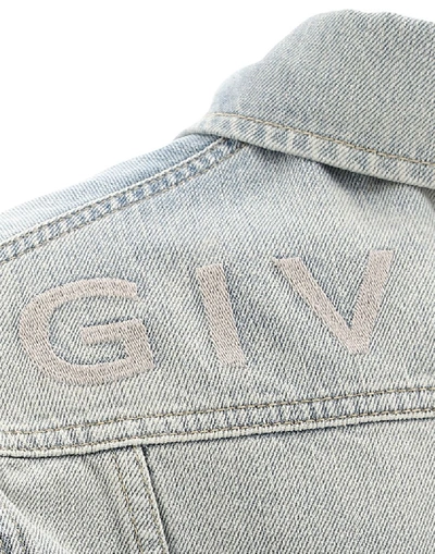 Shop Givenchy Back Logo Embroidered Denim Jacket In Blue