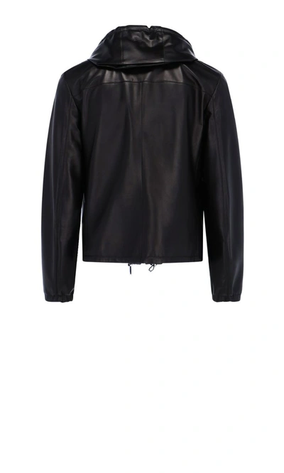 Shop Prada Reversible Hooded Blouson Jacket In Black