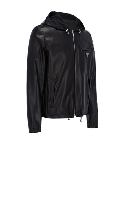 Shop Prada Reversible Hooded Blouson Jacket In Black