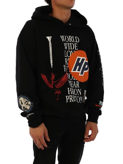 Heron Preston Hp Print Cotton Jersey Hoodie In Black | ModeSens