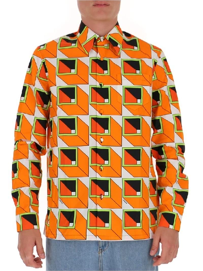 Shop Prada Geometric Print Shirt In Multi