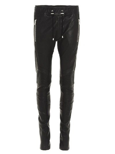 Shop Balmain Zip Detail Pants In Black