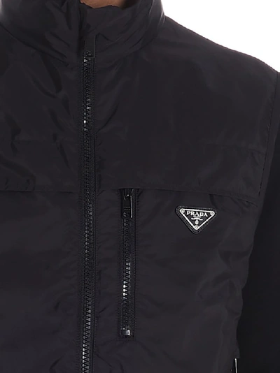 Shop Prada Logo Plaque Zipped Vest In Black