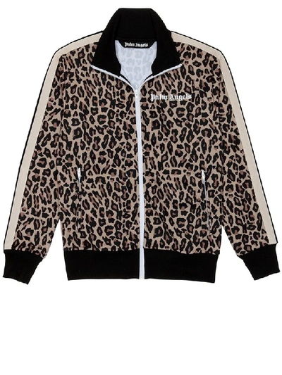 Shop Palm Angels Leopard Print Track Jacket In Multi