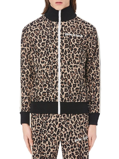Shop Palm Angels Leopard Print Track Jacket In Multi