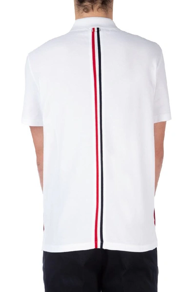 Shop Thom Browne Stripe Detailed Polo Shirt In White