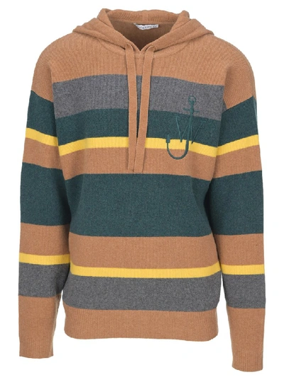 Shop Jw Anderson Striped Hooded Sweater In Multi