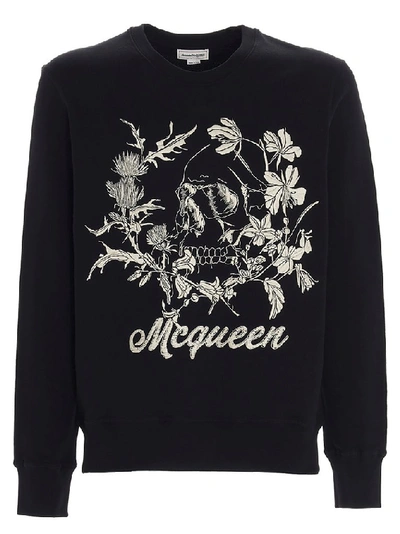 Shop Alexander Mcqueen Skull Embroidered Sweatshirt In Black