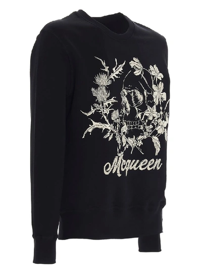 Shop Alexander Mcqueen Skull Embroidered Sweatshirt In Black