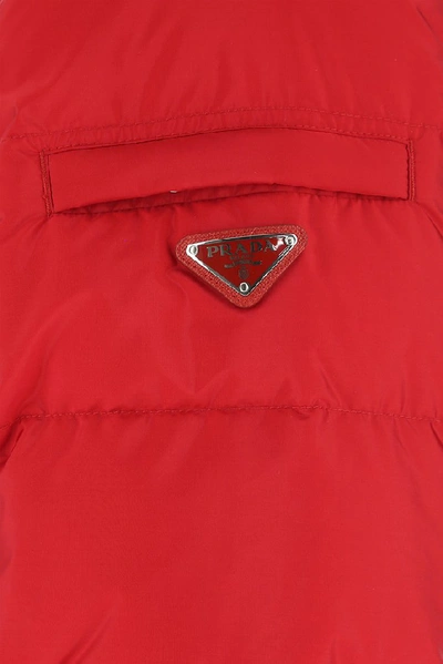 Shop Prada Padded Down Jacket In Red