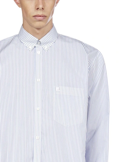 Shop Balenciaga Logo Stripe Shirt In Blue