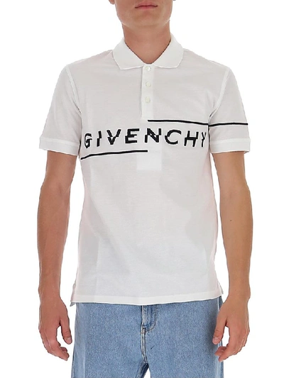 Shop Givenchy Split Embroidered Polo Shirt In White