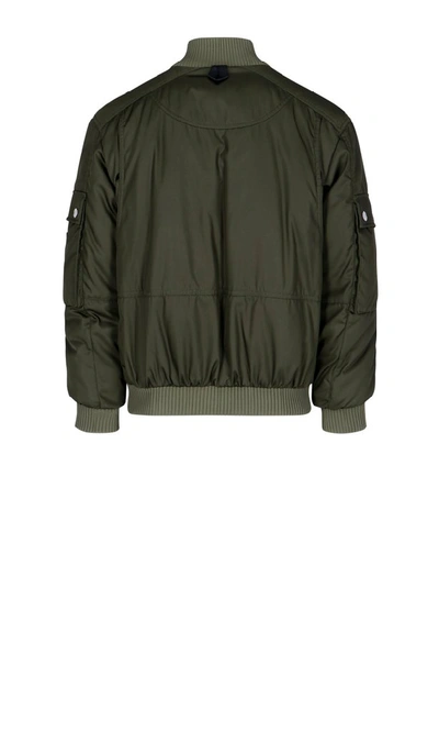 Shop Prada Zipped Bomber Jacket In Green