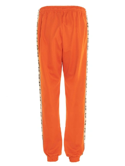 Shop Gucci Logo Trim Track Pants In Orange