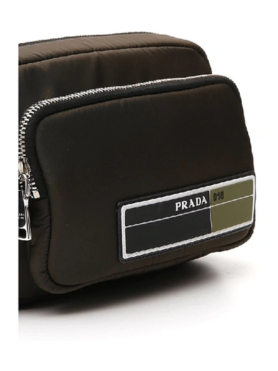 Shop Prada Logo Patch Pouch In Brown