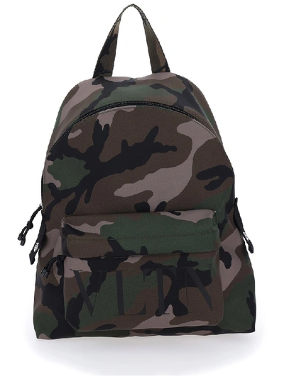 Shop Valentino Vltn Camouflage Backpack In Green