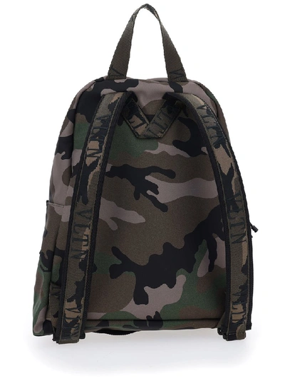 Shop Valentino Vltn Camouflage Backpack In Green