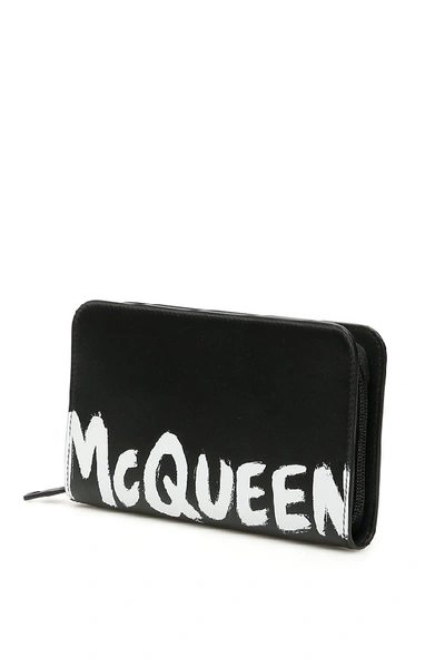 Shop Alexander Mcqueen Graffiti Logo Zip In Black