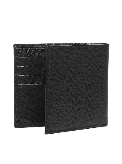 Shop Prada Logo Plaque Bifold Wallet In Black