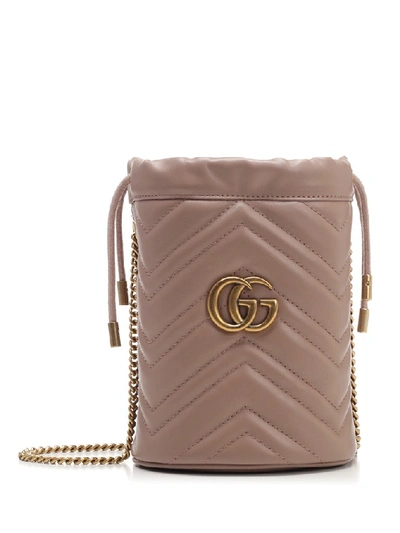 Shop Gucci Gg Marmont Mini Bucket Bag In Brown