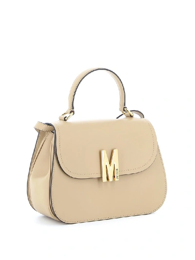 Shop Moschino M Plaque Tote Bag In Beige