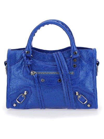 Balenciaga Mini City Metal Top Handle Bag In Blue | ModeSens