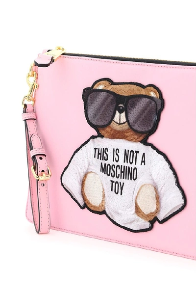 Shop Moschino Teddy Clutch Bag In Pink