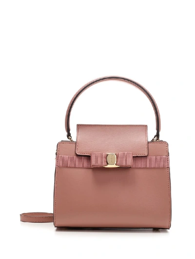 Shop Ferragamo Salvatore  Small Vara Bow Handbag In Pink