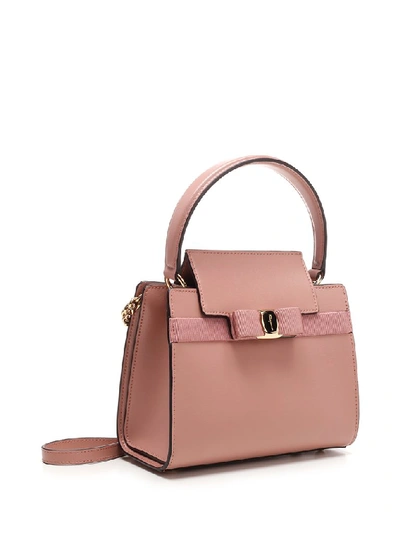 Shop Ferragamo Salvatore  Small Vara Bow Handbag In Pink