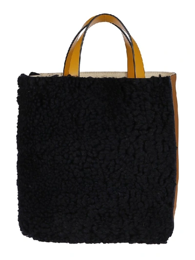 Shop Marni Museo Shearling Tote Bag In Multi