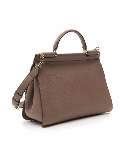 Shop Dolce & Gabbana Sicily Medium Top Handle Bag In Brown