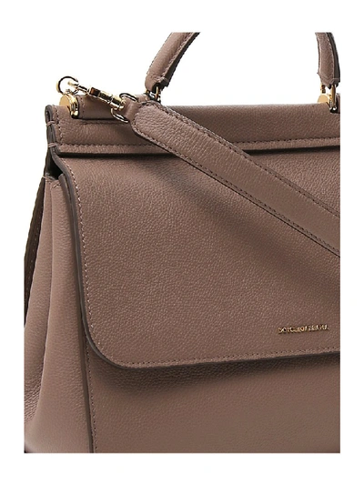 Shop Dolce & Gabbana Sicily Medium Top Handle Bag In Brown